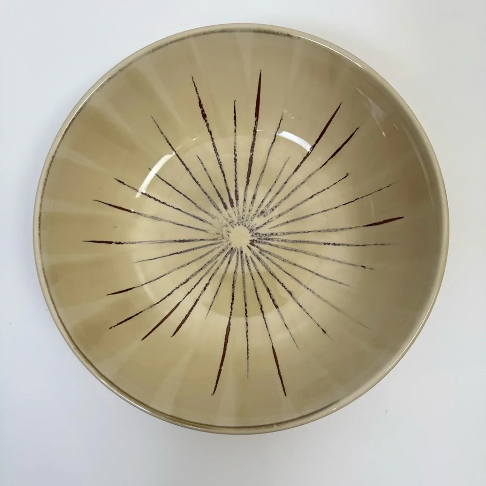 Pier 1 Imports Sanctuary Stoneware Cereal Soup Bowl Tan Brown Sunburst Bohemian